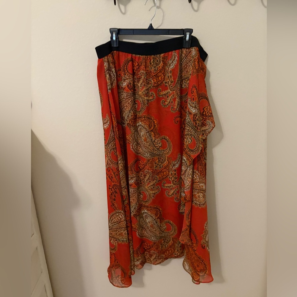 Peter Nygard Red Paisley Maxi Skirt